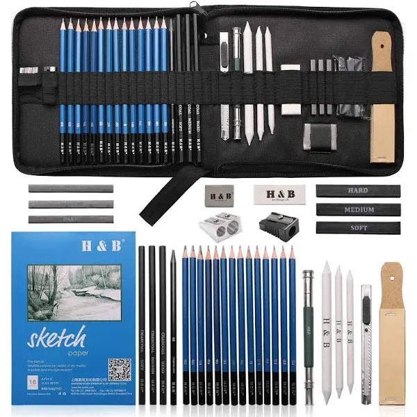 AONLSKH Sketching and Drawing Pencils Set-35pcs,Art Supplies Drawing Kit,Graphite Charcoal Professional Pencils Set, Kids & Adults (35PCS)