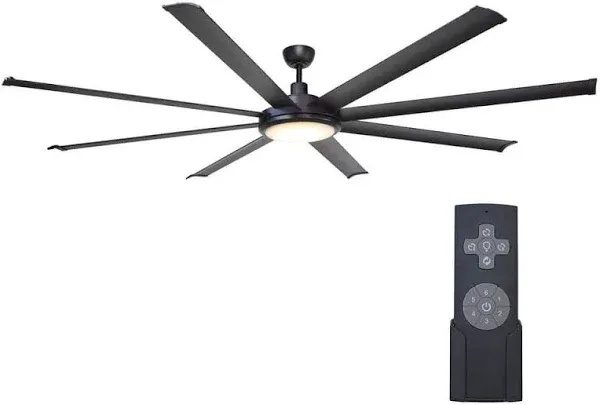 75&#034; Black Modern Indoor Remote LED Ceiling Fan Aluminum Blade Reversible Motor