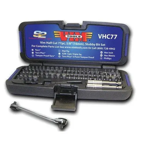 VIM Tools 77-Piece Stubby Bit Set W/ Hard Storage Case Heat-Treated S2 Steel