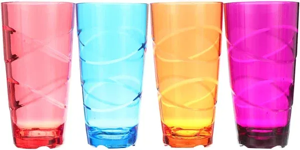 CreativeWare Circus 24-Ounce Multi-Colored Plastic Tumbler Set