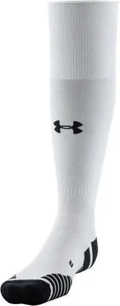 White Under Armour, UA, Cushioned Soccer Over the Calf Sock. Size: Mens 8.5-13