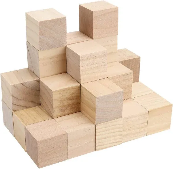 30 PCS 2 Inch Wood Blocks 5x5x5cm Premium Natural Solid Blank Wooden Cubes Se...