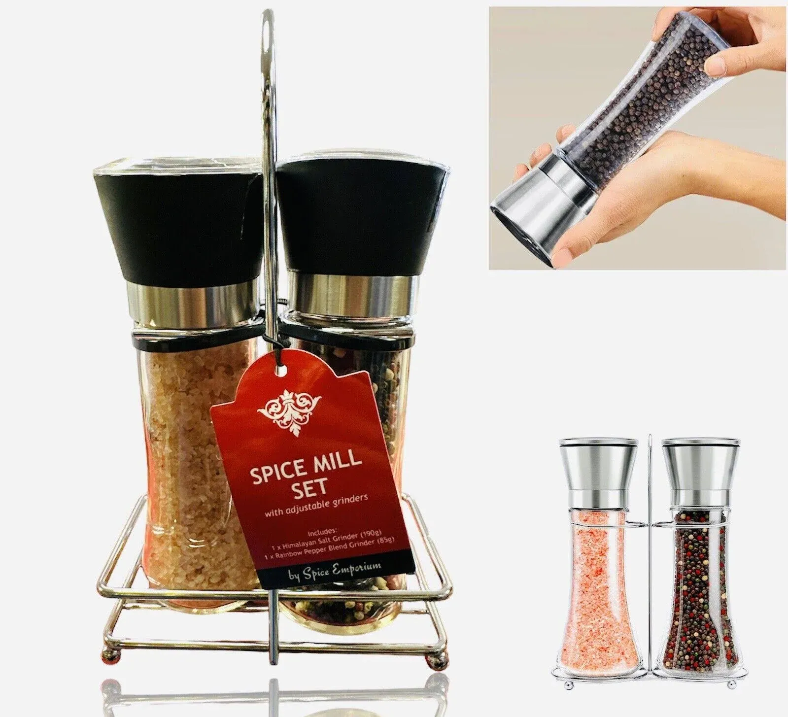 Popular Hot Selling Salt And Pepper Grinder Set Of 2 With Stainless Steel Stand Premium Stainless Steel Salt And Pepper Grinder - Buy Adjustable Ceramic Sea Salt Grinder & Pepper Grinder,Glass Salt And Pepper Shakers Pepper Mill & Salt Mill,Salt And Pepper Shakers Set Grinder Set Product on Alibaba.com