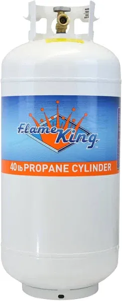 Flame King YSN401 Steel Propane Tank Cylinder With Overflow Protection Device Valve, 40 Lb, White