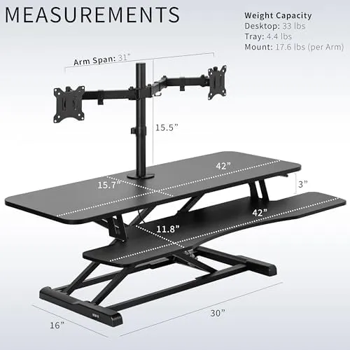 Vivo 42" Height Adjustable Standing Desk Riser