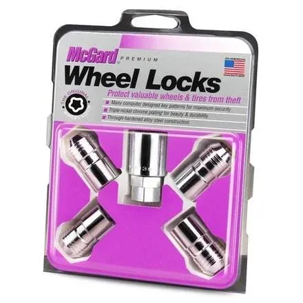 Chrome Plated Taper Seat Wheel Lock (M14 X 1.5 Thread Size) - Set of 4