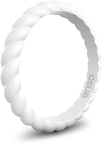 Enso Rings Braided Stackables Series Silicone Ring - White, Size: 5