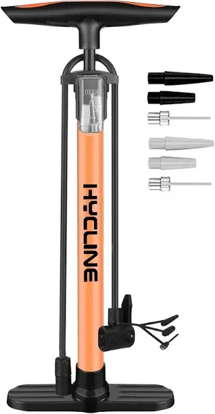 Hycline Bike Floor Pump: Bicycle Tire Pump 160 PSI High Pressure - Air Pumps with Presta and Schrader Valve - Inflator for MTB BMX Tires, Balls, Balloons, Inflatables