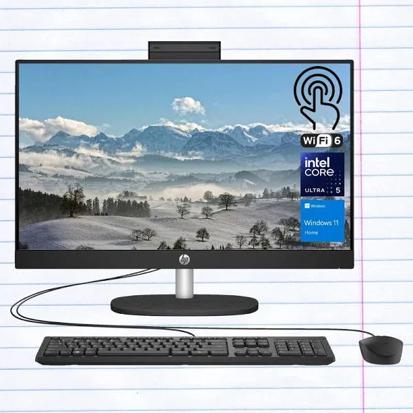 HP 24" Ultra 5 AI All-in-One Desktop, 23.8" FHD Touchscreen, Intel Core Ultra 5 125U, 64GB DDR5 RAM, 2TB SSD, Wired KB & Mouse, IR Camera, RJ-45, Wi-Fi 6, W11H, with A-Data 512GB External SSD Bundle