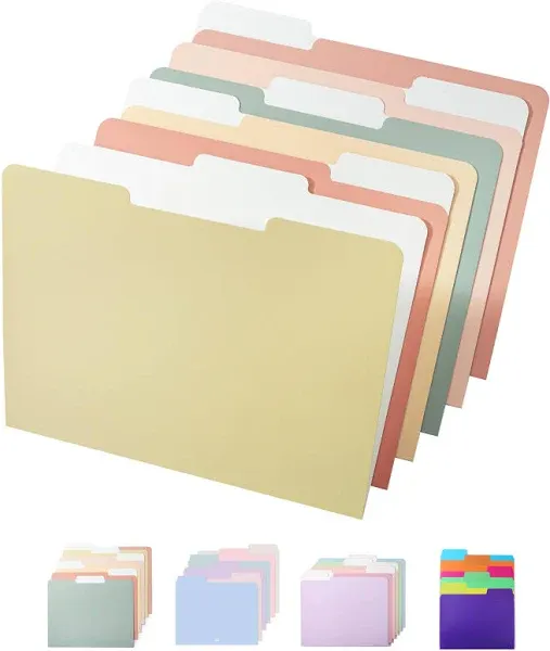 - File Folders, 18 Pack, Retro Colors, 1/3-Cut Tab, File Folders Letter Size, Co