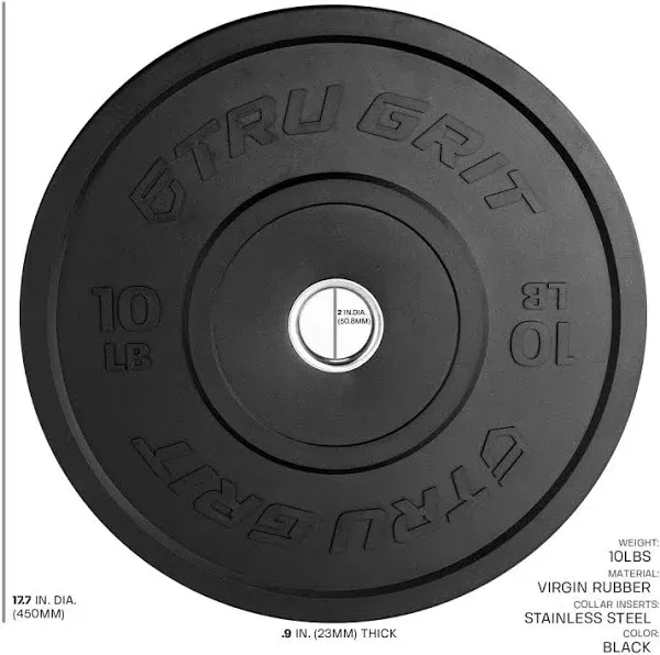 Tru Grit Phantom 2&#034; Insert Solid Black Virgin Rubber Bumper Plate