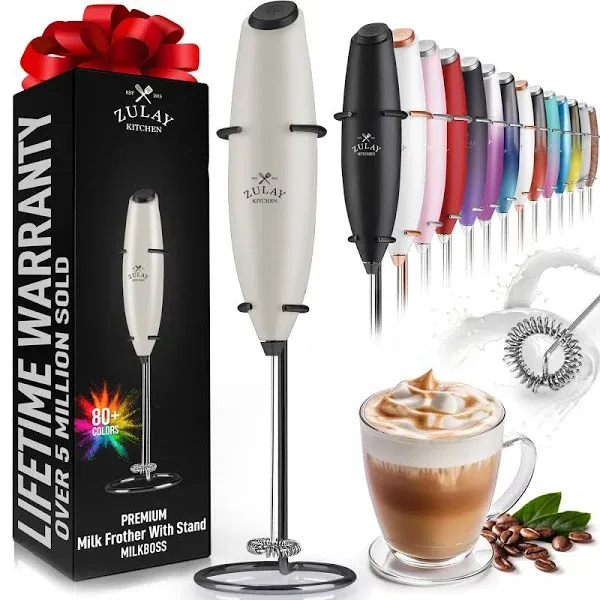 Zulay Kitchen Tornado Whisk Milk Frother Handheld - Coffee Cotton Candy 