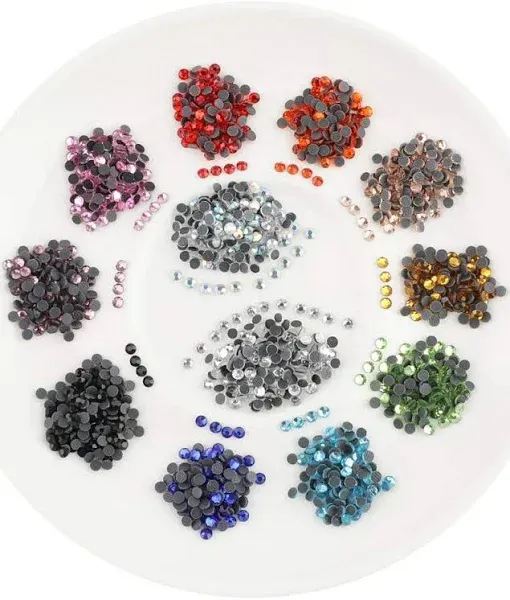 Beadsland Crystal Hotfix Rhinestone,Machine Cut Stone with 12 Colors,Total 17280pcs(Mix-Pro, SS10/3mm)