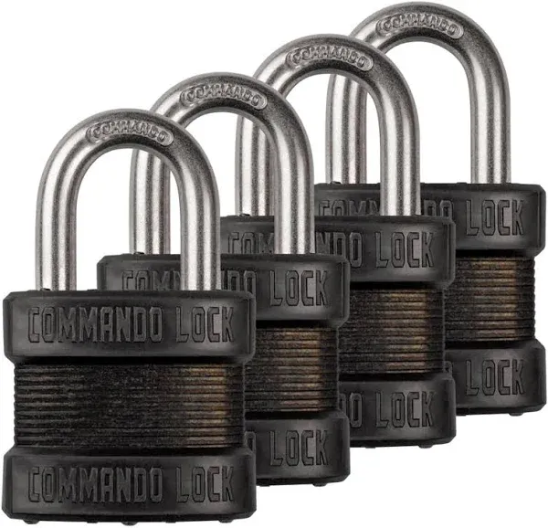 Commando Padlock 1.3&#034;Lx5.3&#034;W Outdoor Steel Ball Bearing Weather Resistant Black