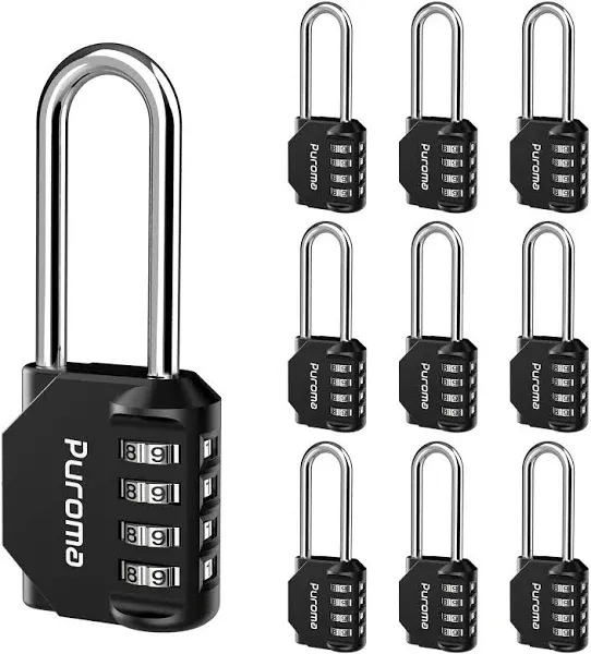 Puroma 4 Pack 2.6 Inch Long Shackle Combination Lock