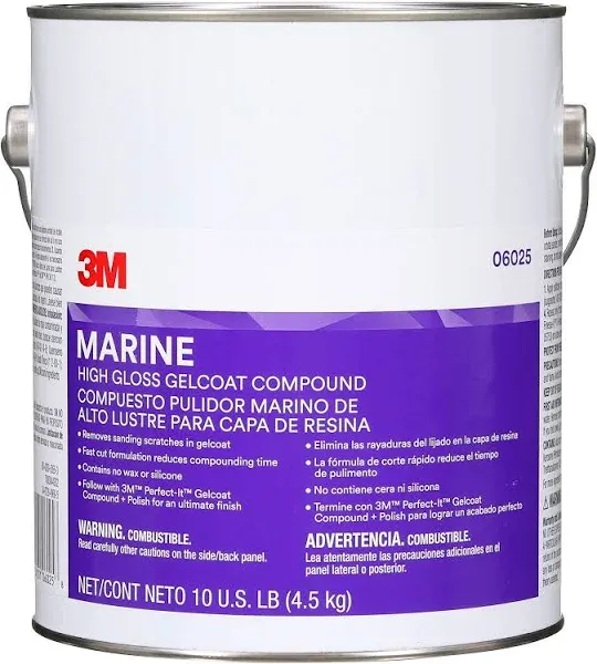 3M 06025 Marine High Gloss Gelcoat Compound - 10 lbs. Minor Dents on can.