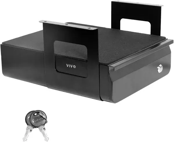 Vivo White Lockable Pull Out Under Desk Storage Drawer, Workspace Organizer