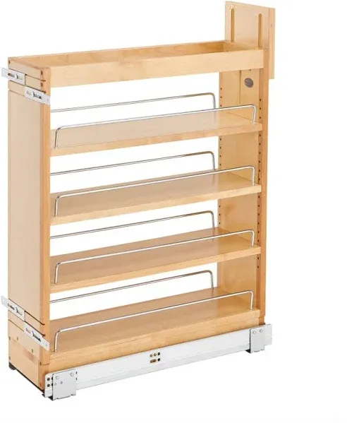 Rev-A-Shelf 14" Pullout Storage Organizer for Base Kitchen/Bathroom Cabinets with Soft-Close Full Extension Slides & Adjustable Shelves, 448-BCSC-14C