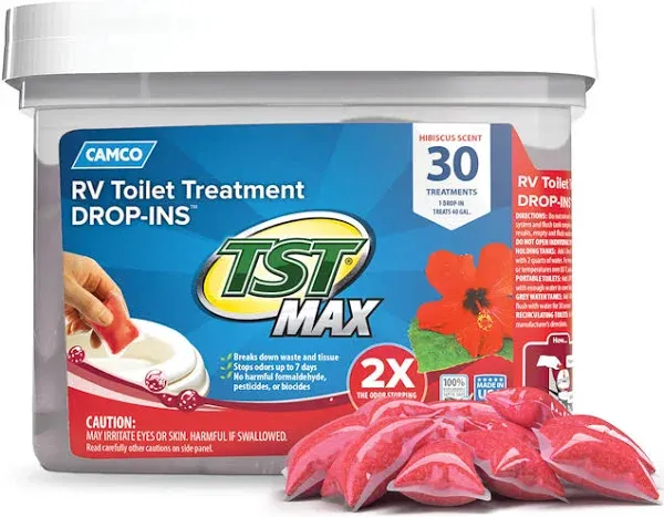 Camco 41604 - TST Max™ RV Holding Tank Treatment Drop-Ins with Hibiscus Breeze