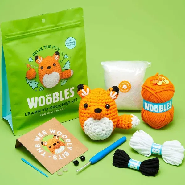 The Woobles Beginners Crochet Kit with Easy Peasy Yarn as seen on Shark Tank - with Step-by-Step Video Tutorials - Felix The Fox