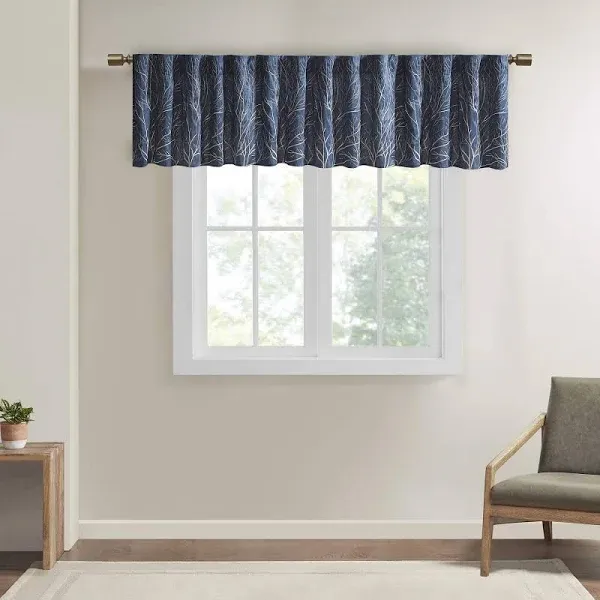  Andora Embroidered-ro<wbr/>d Pocket Valance, Tree Small Faux Silk Valance