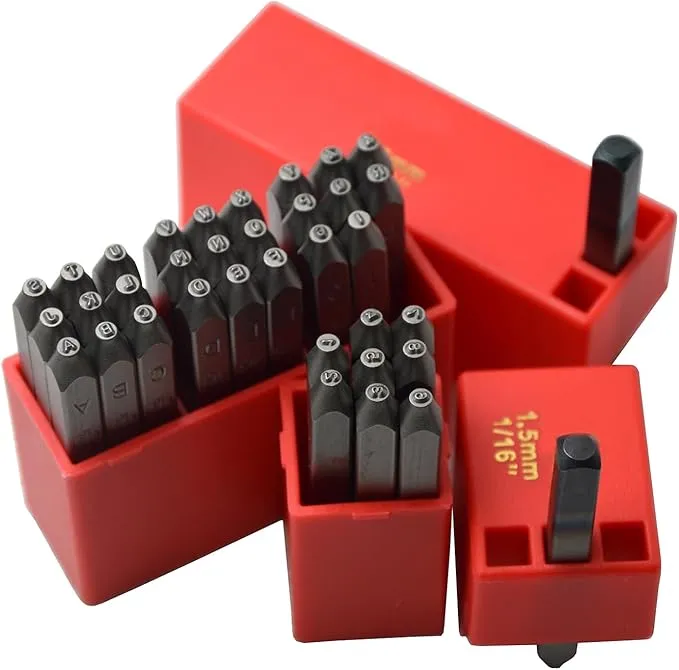 WKS TOOL Wokesi 116 High Hardness Carbon Steel Uppercase Number and Letter Ball Pein Hammer Hand Punch Metal Stamp Set