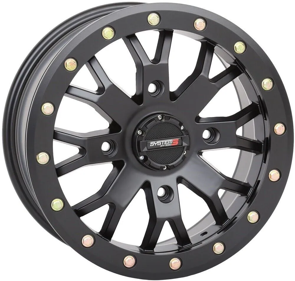 System 3 SB-4 Beadlock 15x7 ATV/UTV Wheel - Matte Black (4/156) 4+3 [15S3-3157]