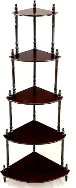 Traditional  Cherry Brown 5-Tier wood and laminated Corner rack shelf