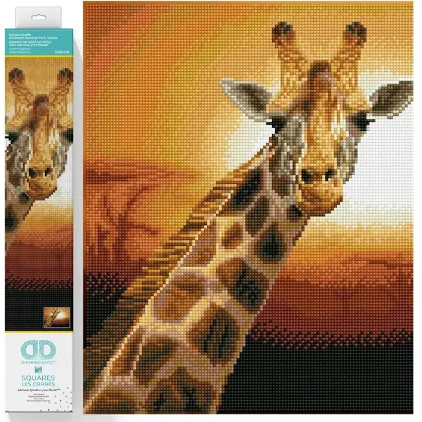 DIAMOND DOTZ ® -  Sunset Giraffe Amboseli National Park, Kenya, Full Drill, Square Dotz, Square Diamond Painting Kits, Square Drill Diamond Painting, Diamond Painting Square Drill, Square Diamond Art, 18.5"x14.6"