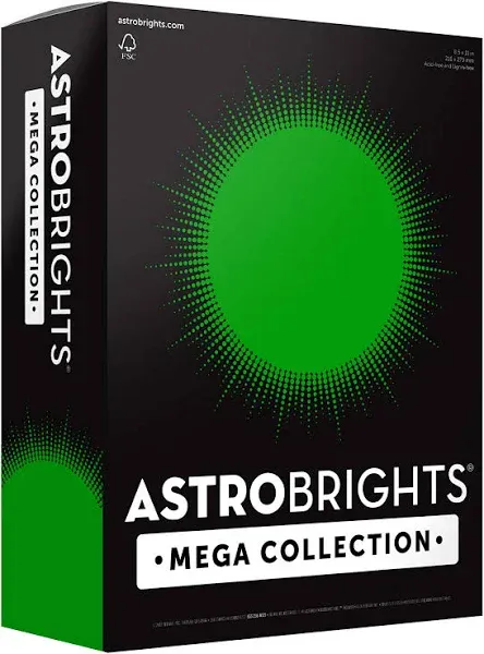  Mega Collection, Colored Paper, Bright Green, 625 Sheets, 24 lb/89 gsm, 8.5&#034; 