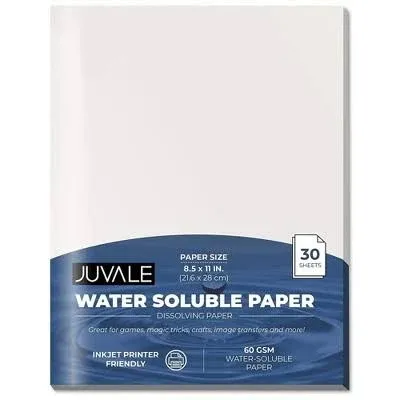 Water Soluble Dissolving Paper (8.5 x 11 in, 30 Sheets)