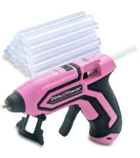 Pink Power Cordless Pink Mini Hot Glue Gun with Stand