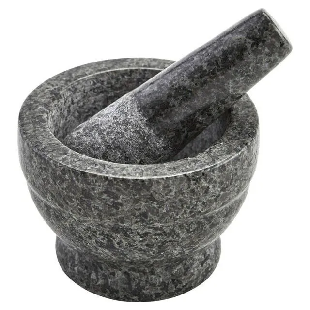 Imusa 3.75 inch Mini Polished Granite Mortar and Pestle for Grinding and Crushin