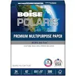 Boise POLARIS Premium Multi-Use Printer & Copy Paper, White, Letter (8.5" x 11"), 500 Sheets Per Ream, 24 Lb, 97 Brightness, FSC Certified