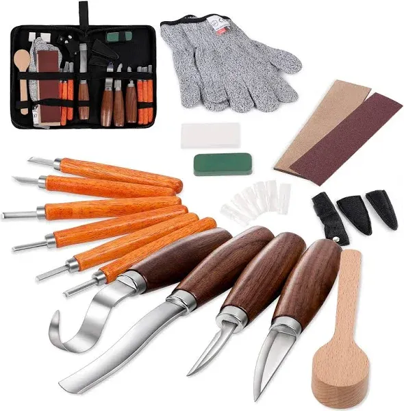 Wood Carving Tools SetDetail and Hook Carving Knife Kit for BeginnersTrimm<wbr/>ing...