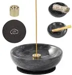 Incense Holder, Beautiful Natural Marble Incense Burner for Meditation, 9 Incense Holes Suitable for Most Incense Types (Black)