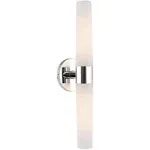 Kira Home Duo 21" Modern 2-Light Wall Sconce with Frosted Opal Glass Shades, for Bathroom/Vanity, Chrome Finish