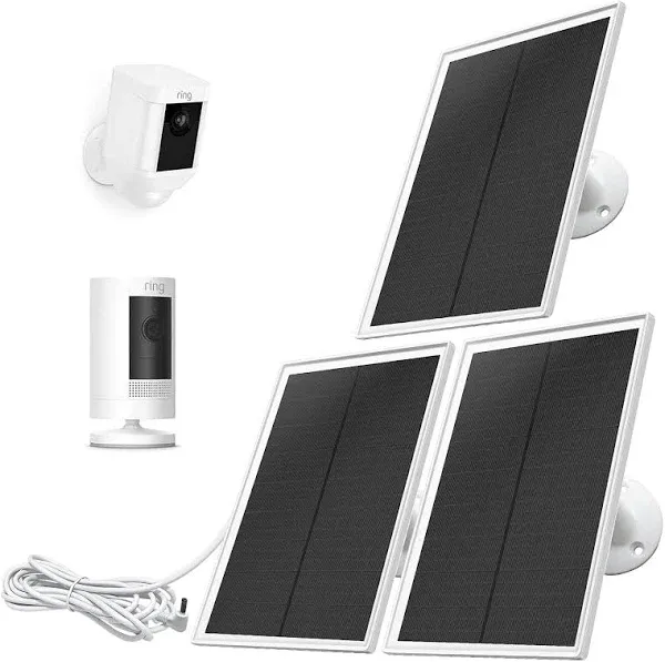 Ring Camera Solar Panel, Compatible with Ring Stick Up Cam Battery, Ring Spotlight Cam Battery, Not for Spotlight Plus/Pro, Waterproof, 6W Fast Charging, DC3.5mm Plug (White)