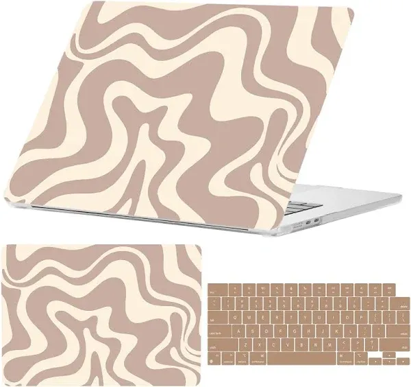 Compatible with MacBook Air 15 inch Case,2023 Newly Release Model Mac Air 15.3" A2941 M2 with Retina Display & Touch ID, Laptop Hard Shell (Brown Wave Wavy)