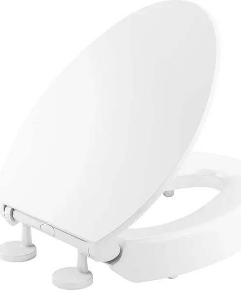 Hyten Elevated Quiet-Close Round-Front Toilet Seat in White