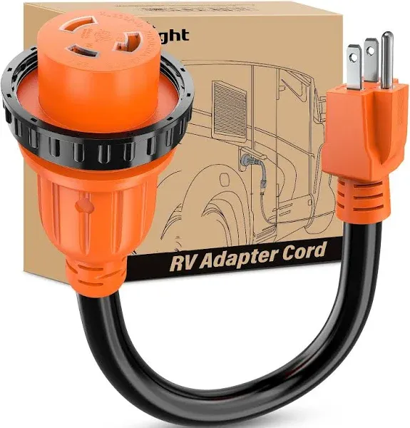 Nilight RV Locking Adapter Cord 15 Amp to 30 Amp Pure Copper Heavy Duty 10 Gauge