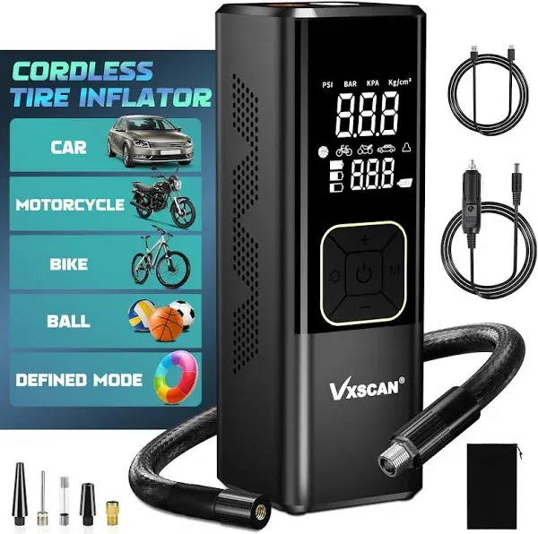 VXSCAN Tire Inflator Portable Air Compressor Air Pump for Car Tires with Tire Pressure Gauge