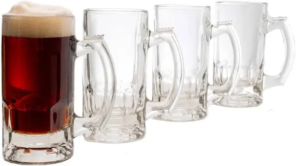 Libbey Craft Brews Glass Beer Mug Set, Large Beer Glasses Set Of 4 to Serve Ales and Lagers, Timeless Glass Beer Mugs for Freezer