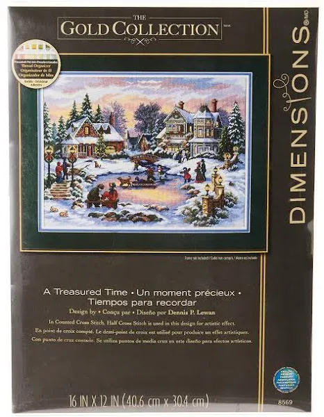 Dimensions Gold Collection Counted Cross Stitch Kit, Treasured Time Christmas Cross Stitch, 16 Count Dove Grey Aida, 16'' x 12''