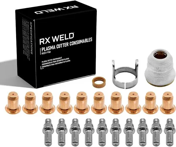 RX WELD 23pcs Plasma Cutting Torch IPT-60 PT-60 IPT-40 PT40 Tip 0.039'' 1.0mm Electrode Shield Cap Stand Off