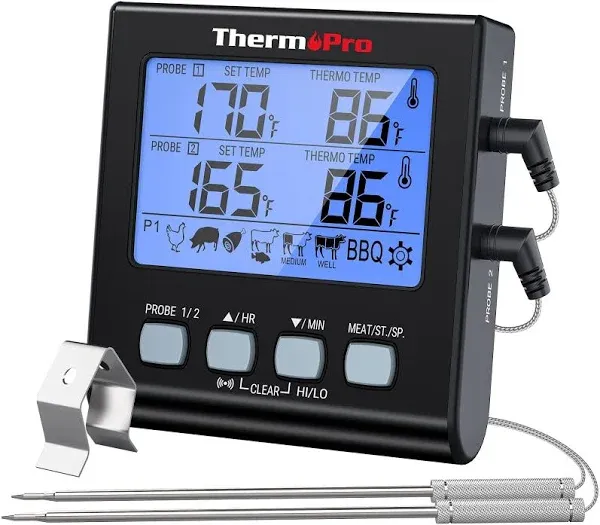 ThermoPro TP-17 Dual Probe Digital Cooking Meat 2-probes, Light Silver 