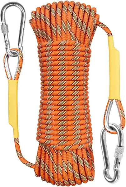 X XBEN Outdoor Climbing Rope 10M(32ft) 20M(64ft) 1/3 Inch x 32 Feet, Orange 