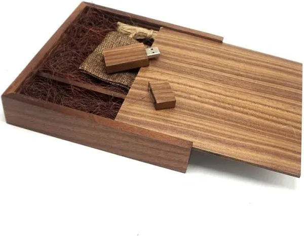 Wedding Birthday 16GB Wooden USB Memory Stick Walnut USB 2.0 Flash Drive with Gift Box (16GB, Walnut USB+YKL+DHH)