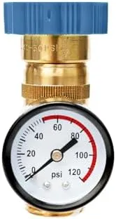 Brass Water Pressure Regulator with Gauge Caravans Trailers Plumbing