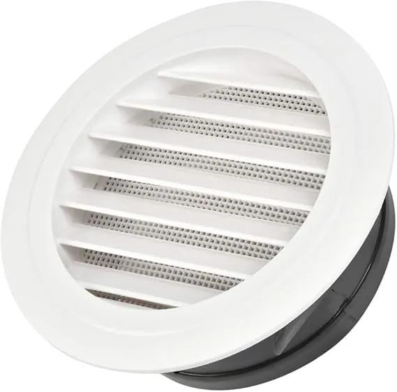 Air Vents Louver 6 Inch, Round Soffit Vent ABS Louver Grille Cover White Soffit Vent with Built-in Fly Screen Mesh for Kitchen, Bathroom, Office Ventilation